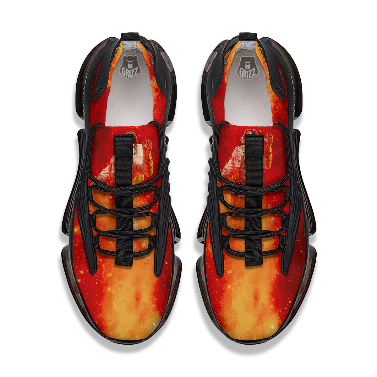Fire Astronaut Print Black Gym Shoes-grizzshop