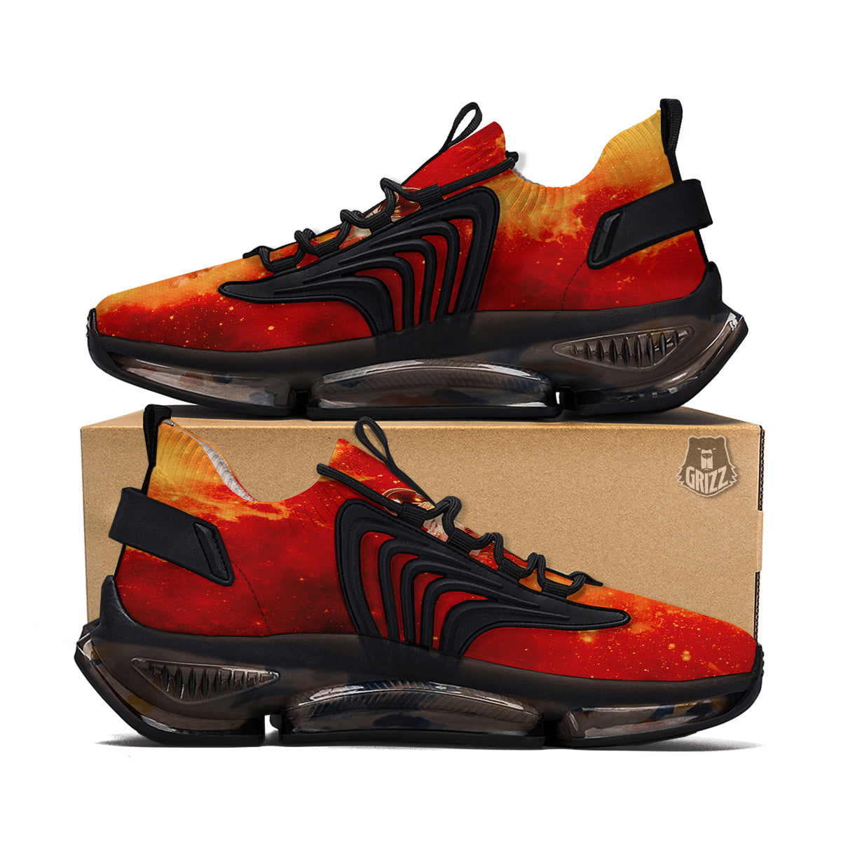 Fire Astronaut Print Black Gym Shoes-grizzshop