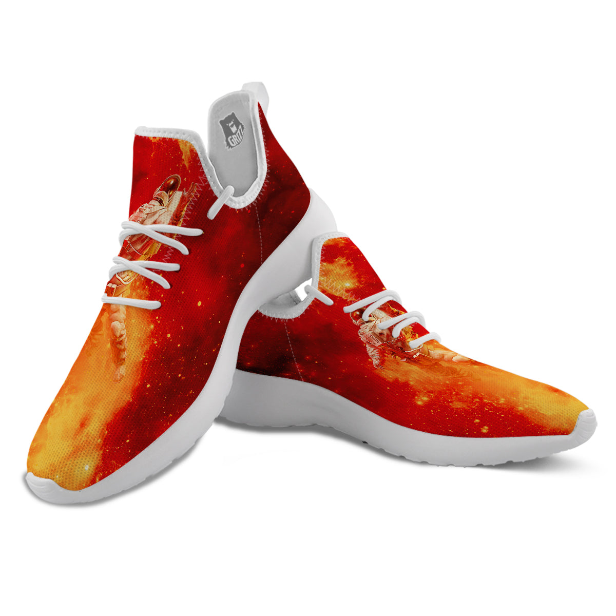Fire Astronaut Print White Athletic Shoes-grizzshop
