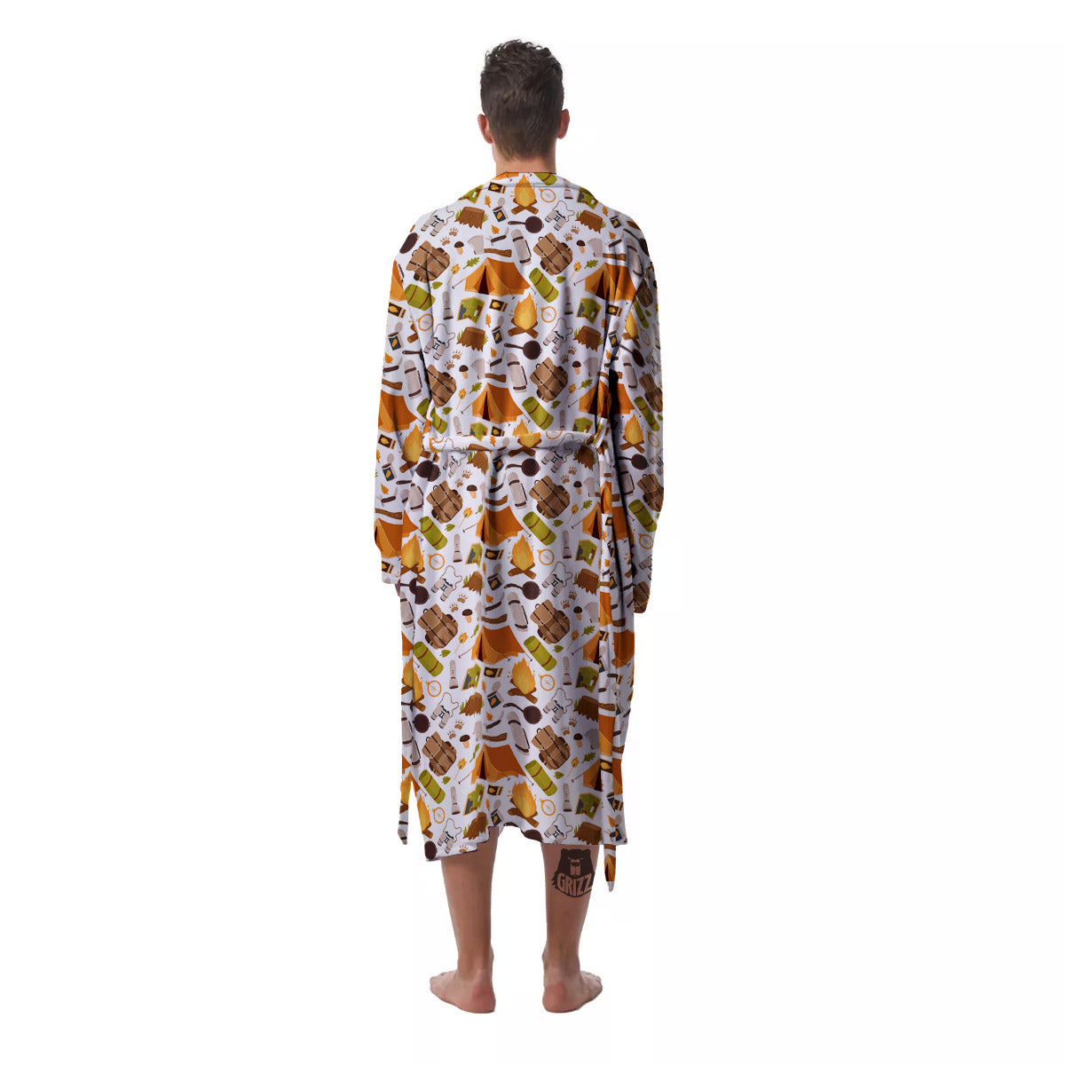 Fire Camping Print Pattern Men's Robe-grizzshop