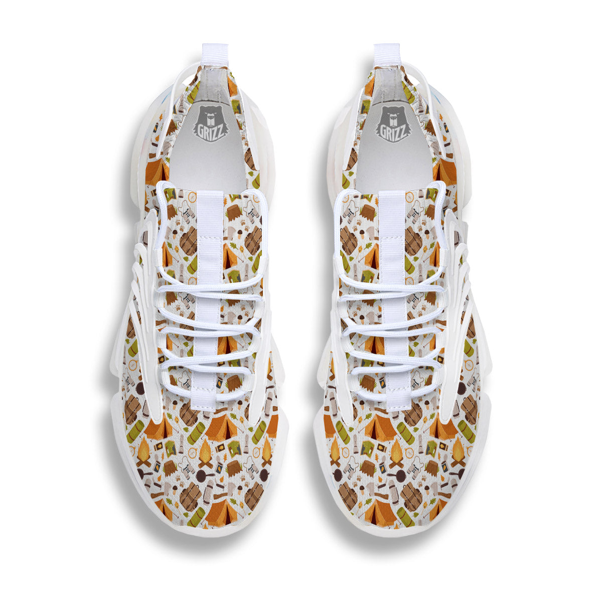 Fire Camping Print Pattern White Gym Shoes-grizzshop