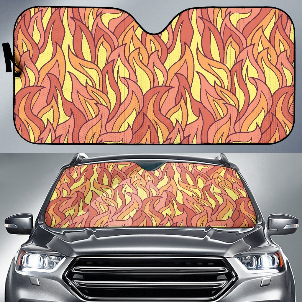 Fire Flame Pattern Print Car Sun Shade-grizzshop