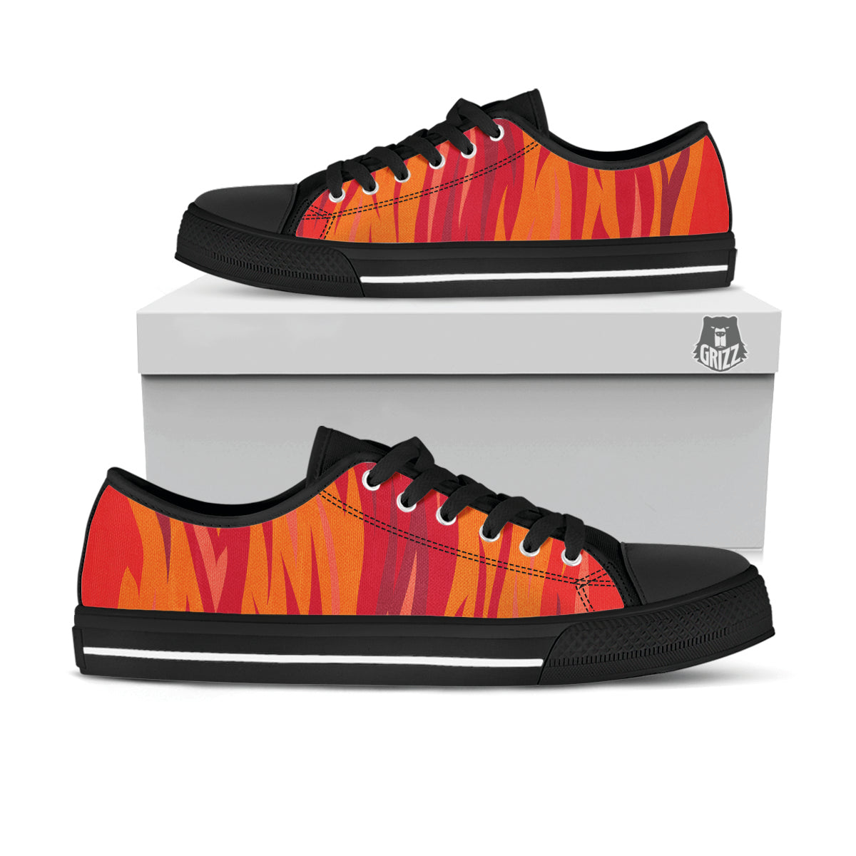 Fire In Hell Print Pattern Black Low Top Shoes-grizzshop