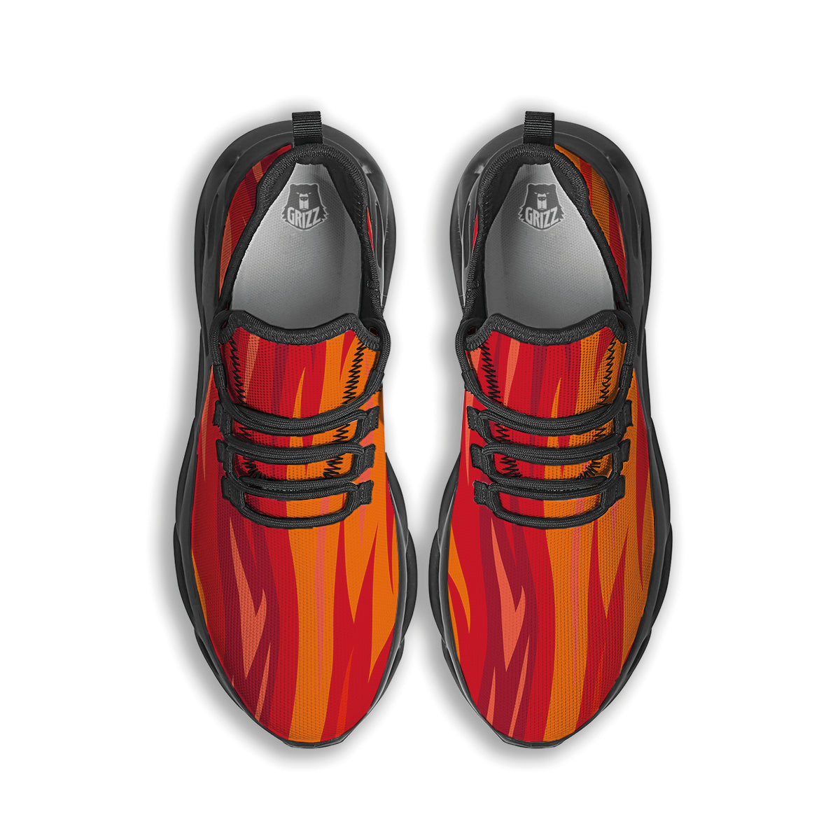 Fire In Hell Print Pattern Black Running Shoes-grizzshop