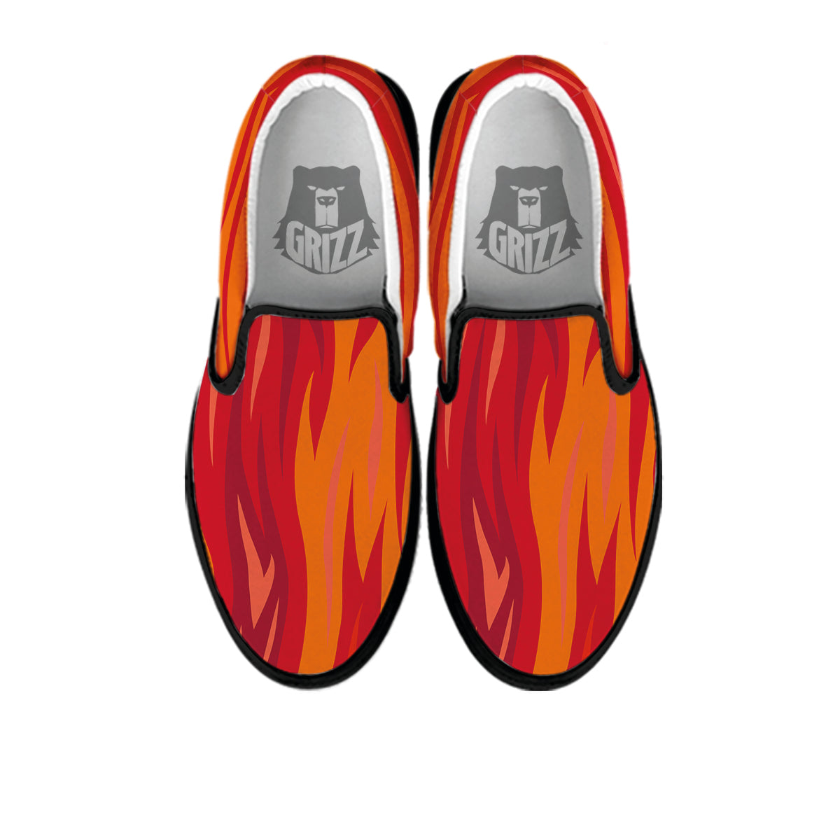 Fire In Hell Print Pattern Black Slip On Shoes-grizzshop