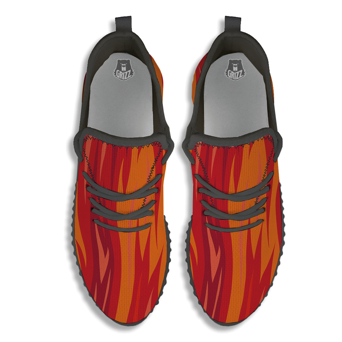 Fire In Hell Print Pattern Black Walking Shoes-grizzshop