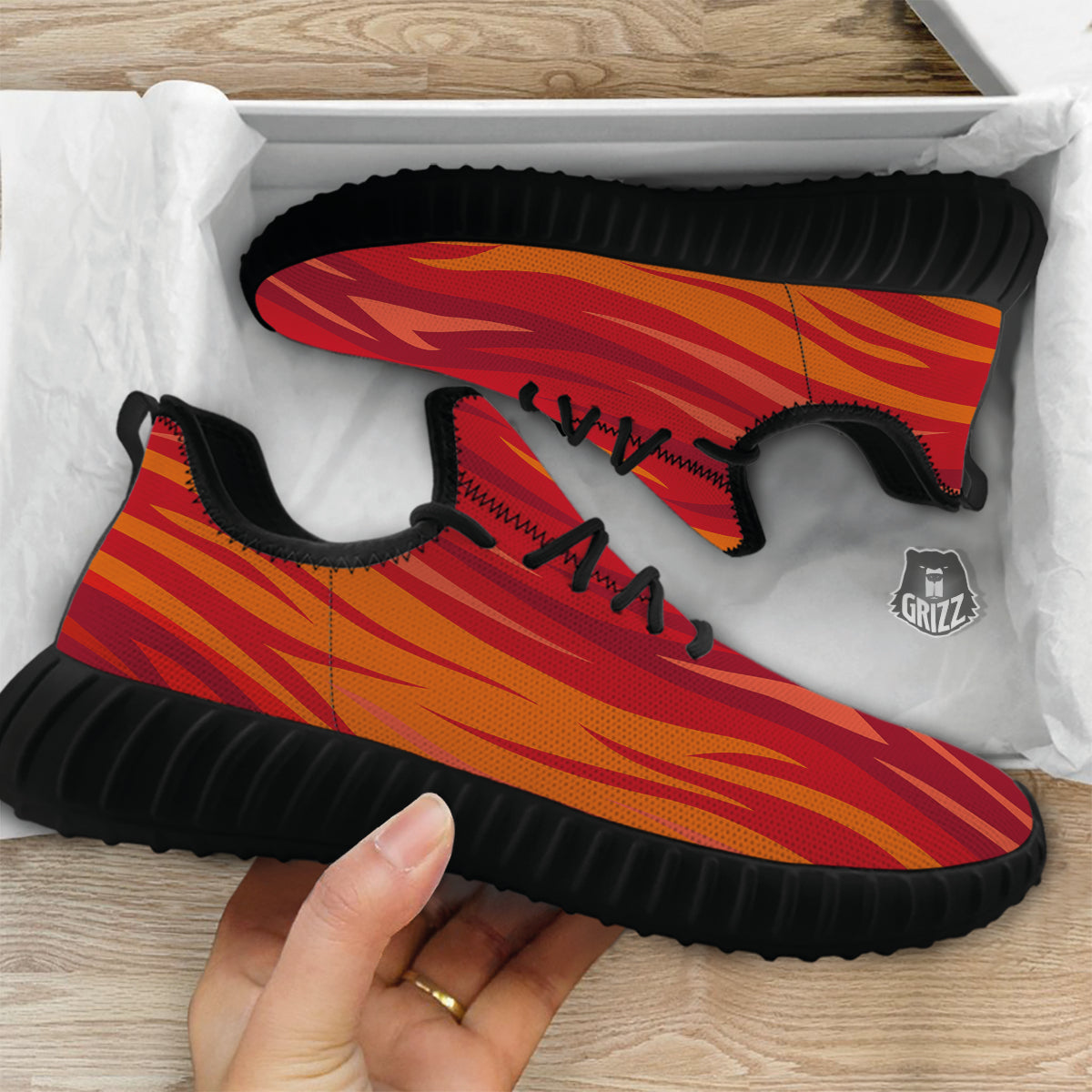 Fire In Hell Print Pattern Black Walking Shoes-grizzshop