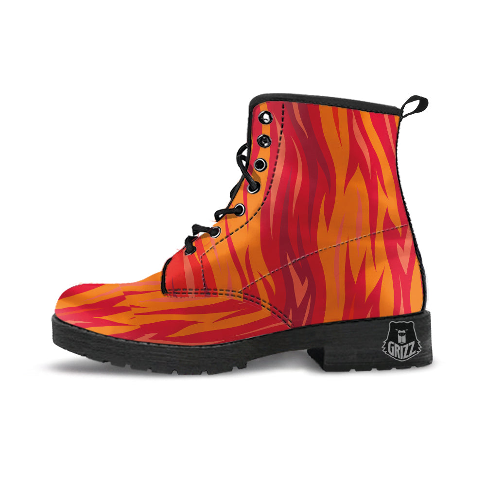 Fire In Hell Print Pattern Leather Boots-grizzshop