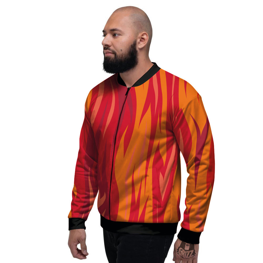 Fire In Hell Print Pattern Men's Bomber Jacket-grizzshop