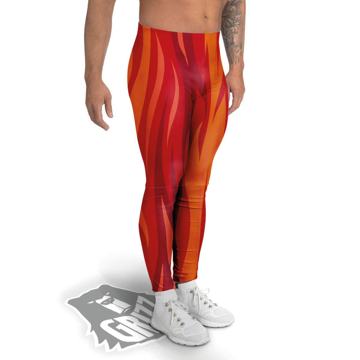 Fire In Hell Print Pattern Men's Leggings-grizzshop