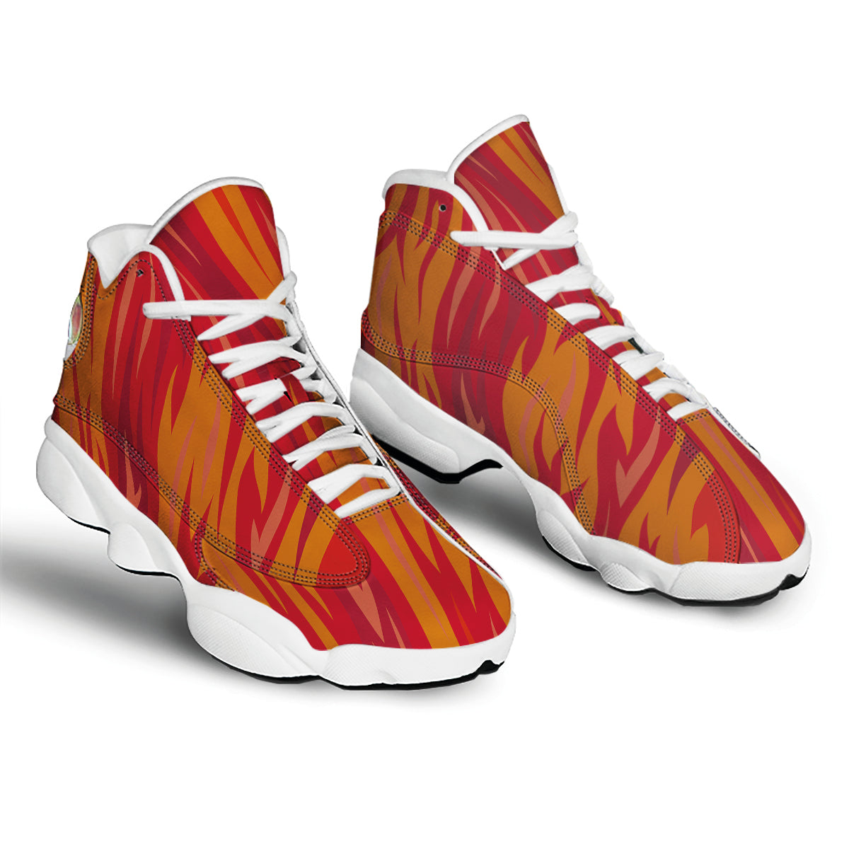 Fire In Hell Print Pattern White Basketball Shoes-grizzshop