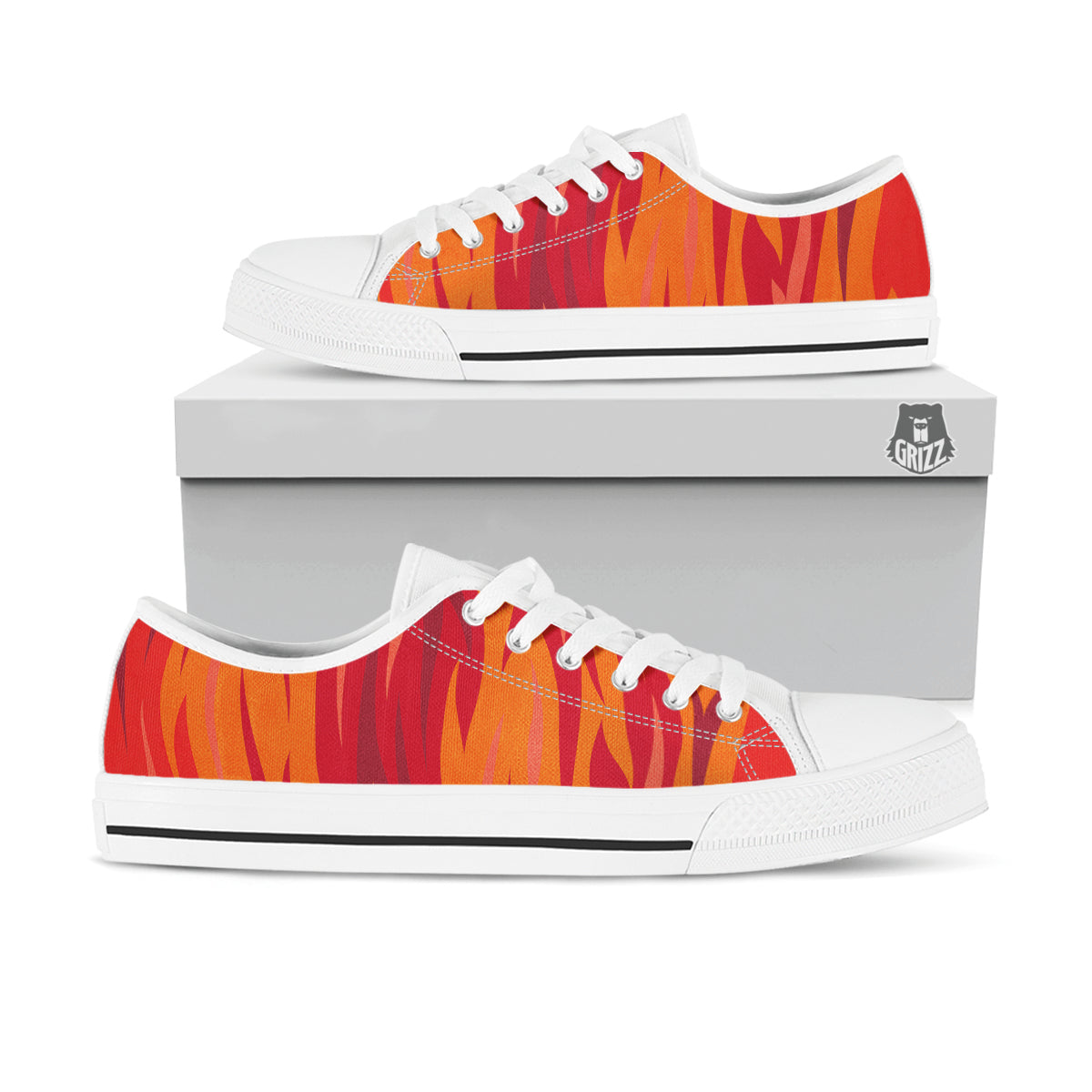 Fire In Hell Print Pattern White Low Top Shoes-grizzshop