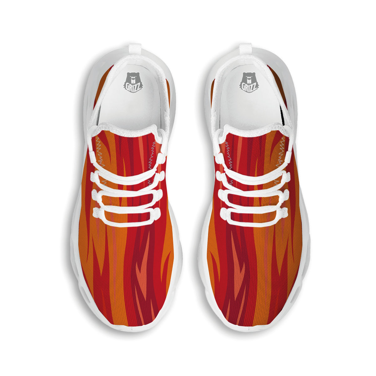Fire In Hell Print Pattern White Running Shoes-grizzshop