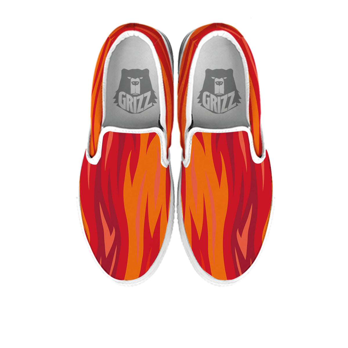 Fire In Hell Print Pattern White Slip On Shoes-grizzshop