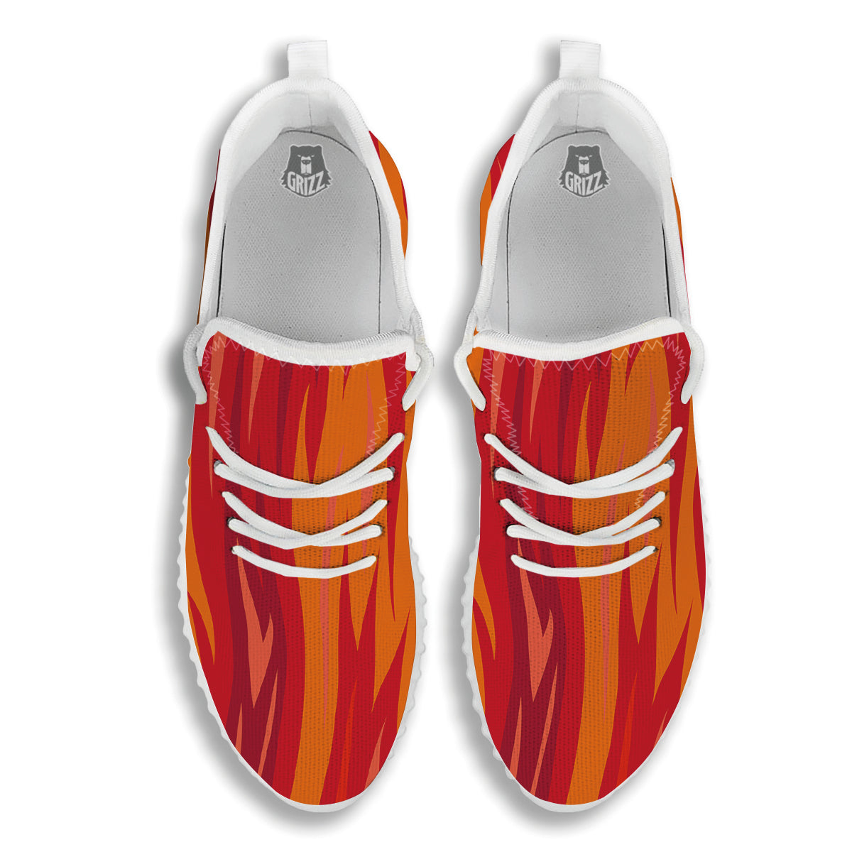 Fire In Hell Print Pattern White Walking Shoes-grizzshop