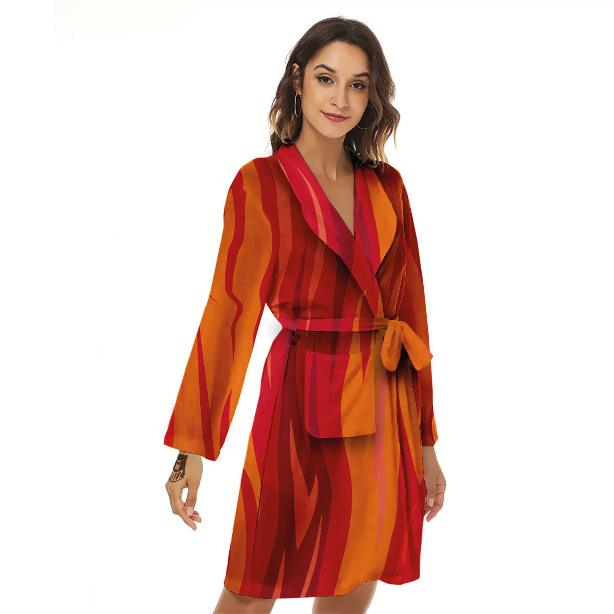 Fire In Hell Print Pattern Women's Robe-grizzshop