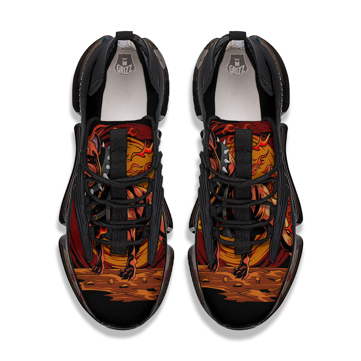 Fire Pitbull Print Black Gym Shoes-grizzshop