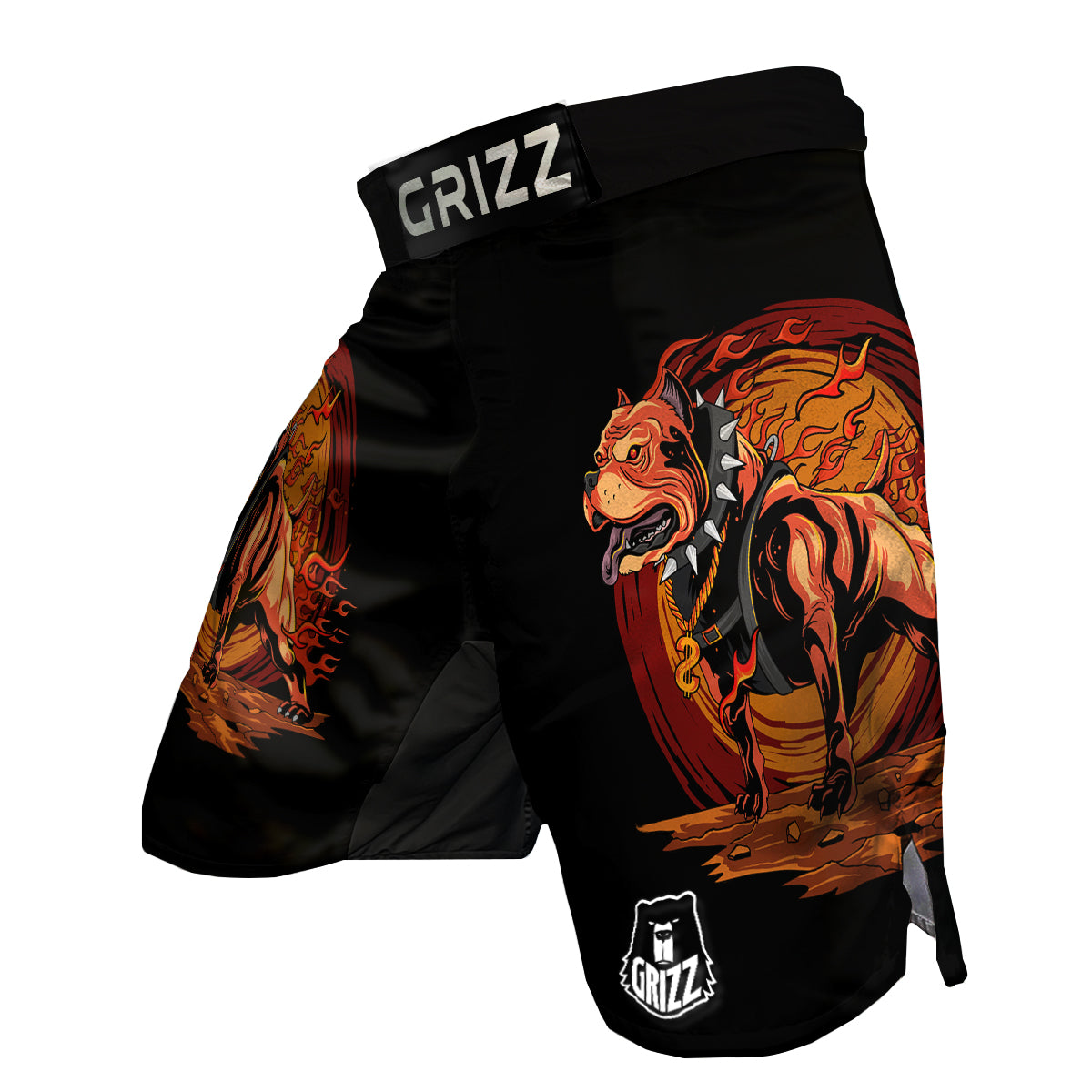 Fire Pitbull Print MMA Shorts-grizzshop