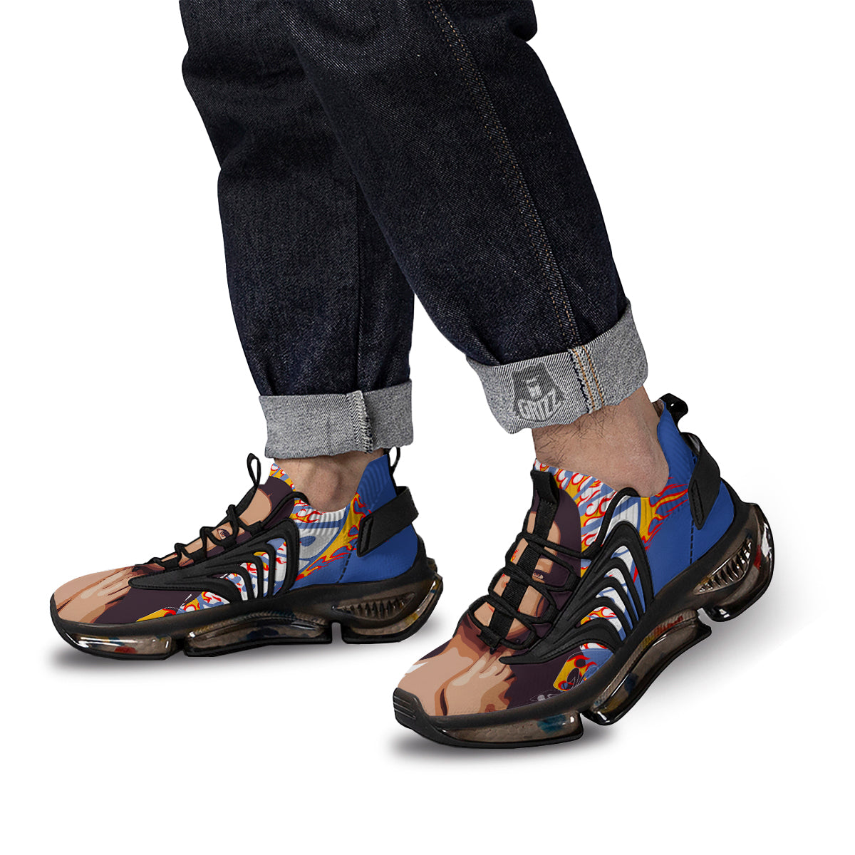 Fire Psychedelic Women Print Black Gym Shoes-grizzshop
