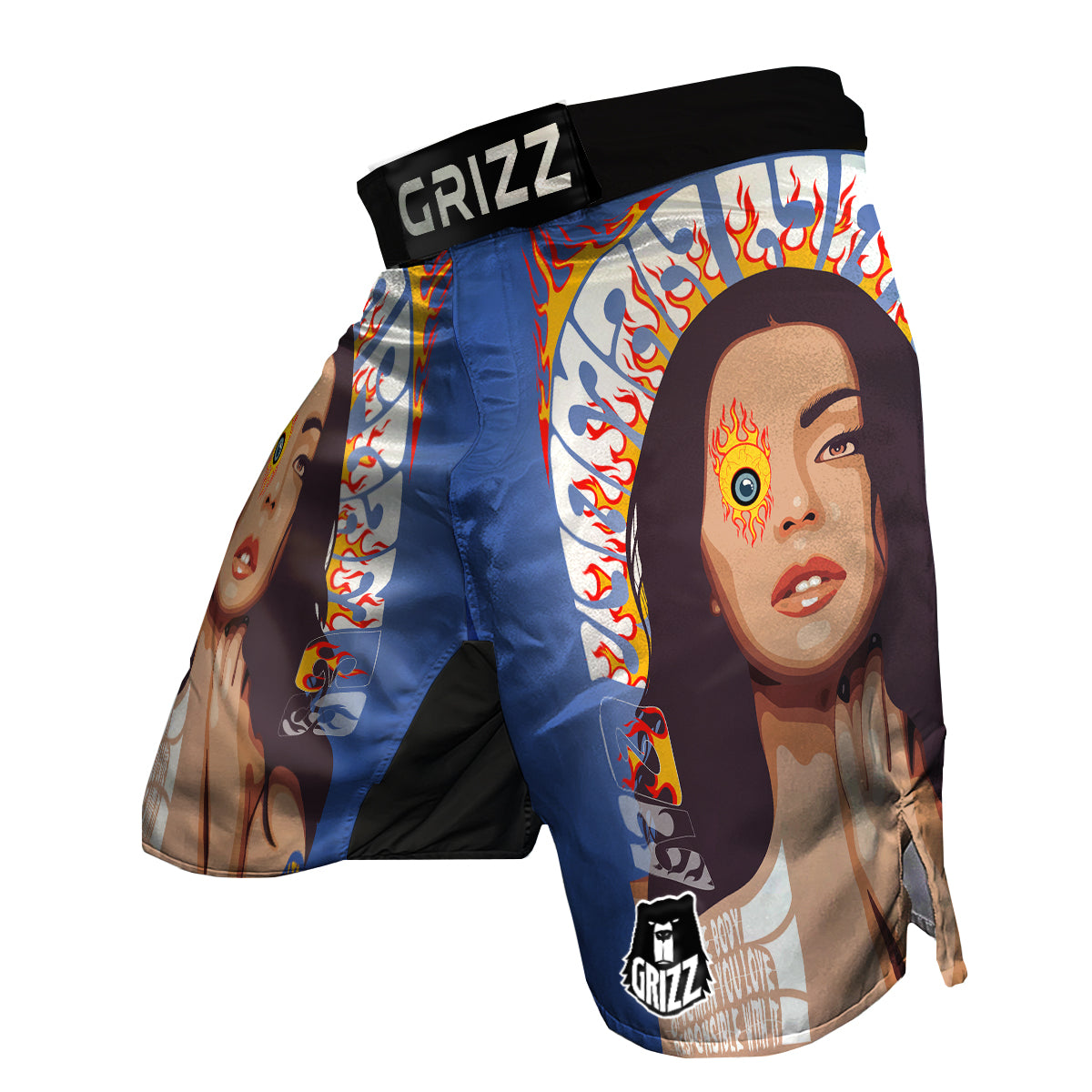 Fire Psychedelic Women Print MMA Shorts-grizzshop