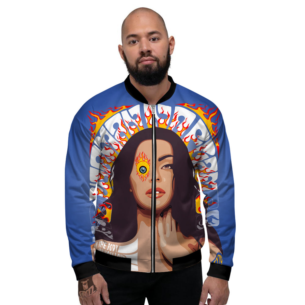 Fire Psychedelic Women Print Men's Bomber Jacket-grizzshop