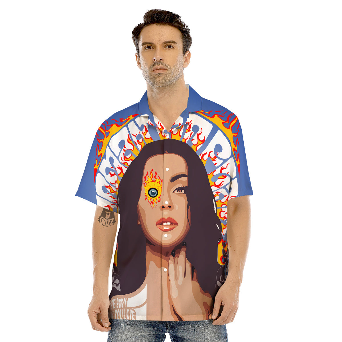 Fire Psychedelic Women Print Men's Hawaiian Shirt-grizzshop