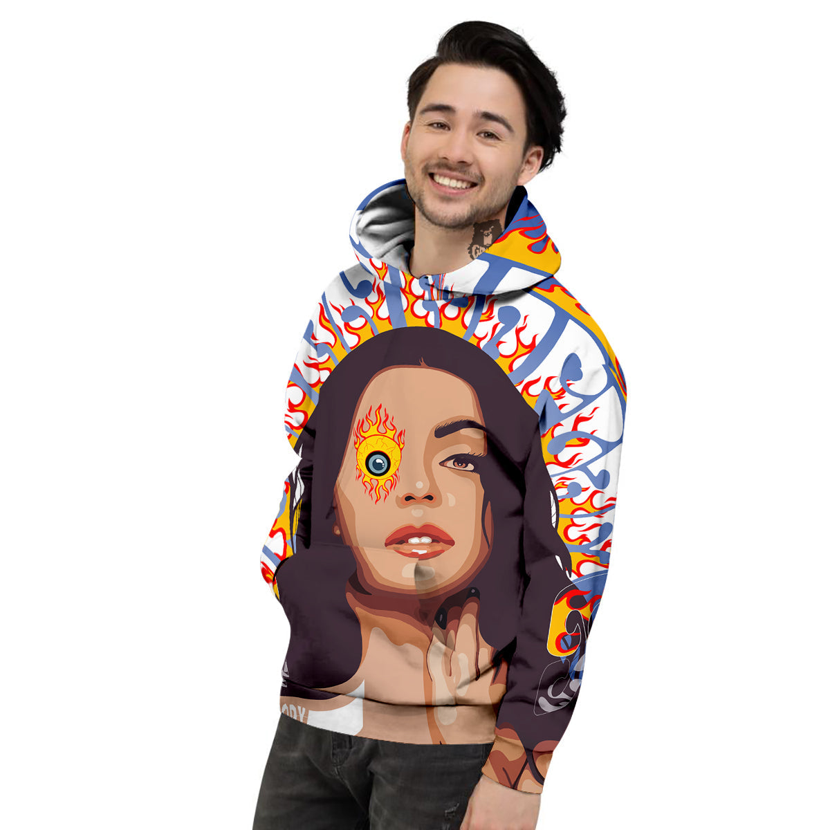 Fire Psychedelic Women Print Men's Hoodie-grizzshop