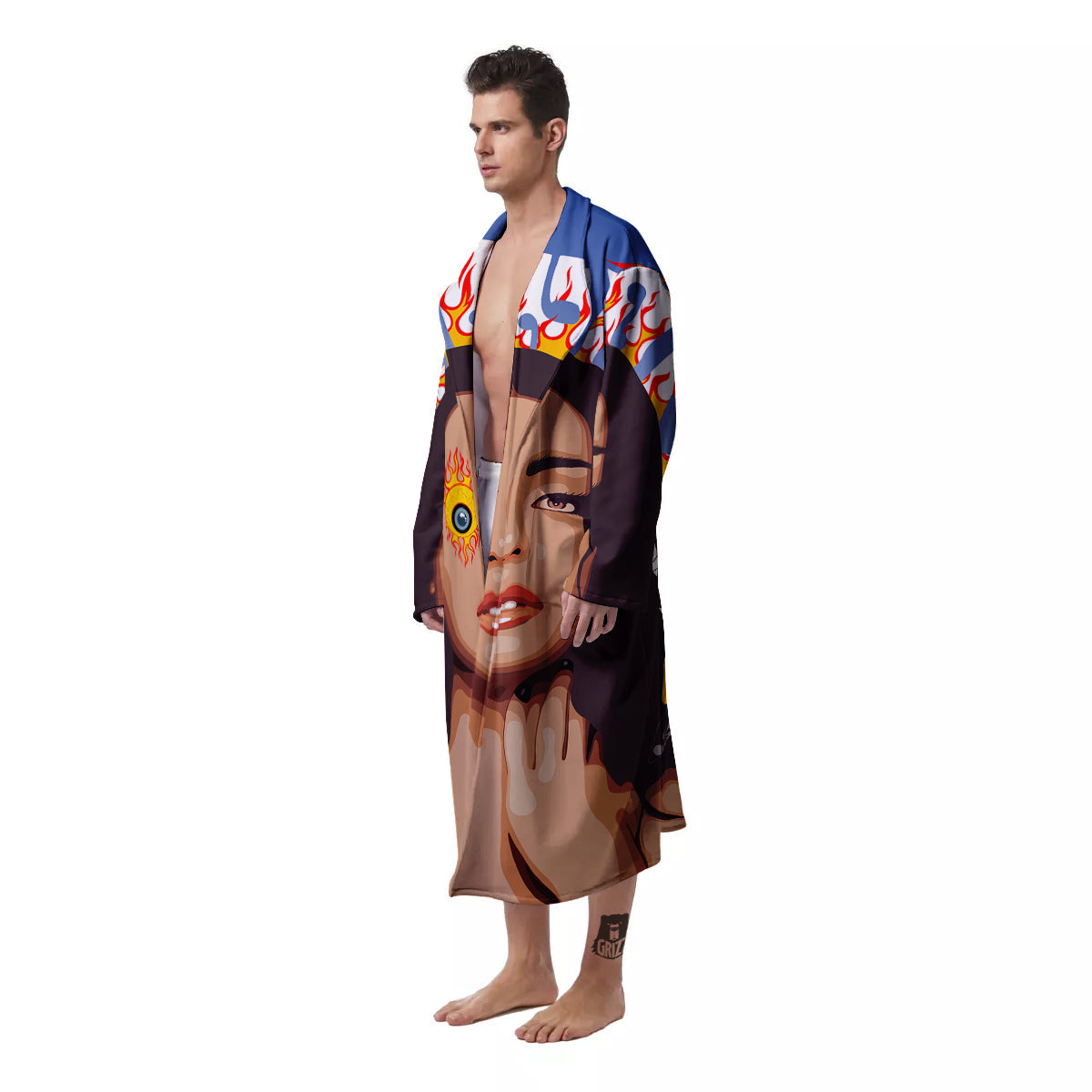 Fire Psychedelic Women Print Men's Robe-grizzshop