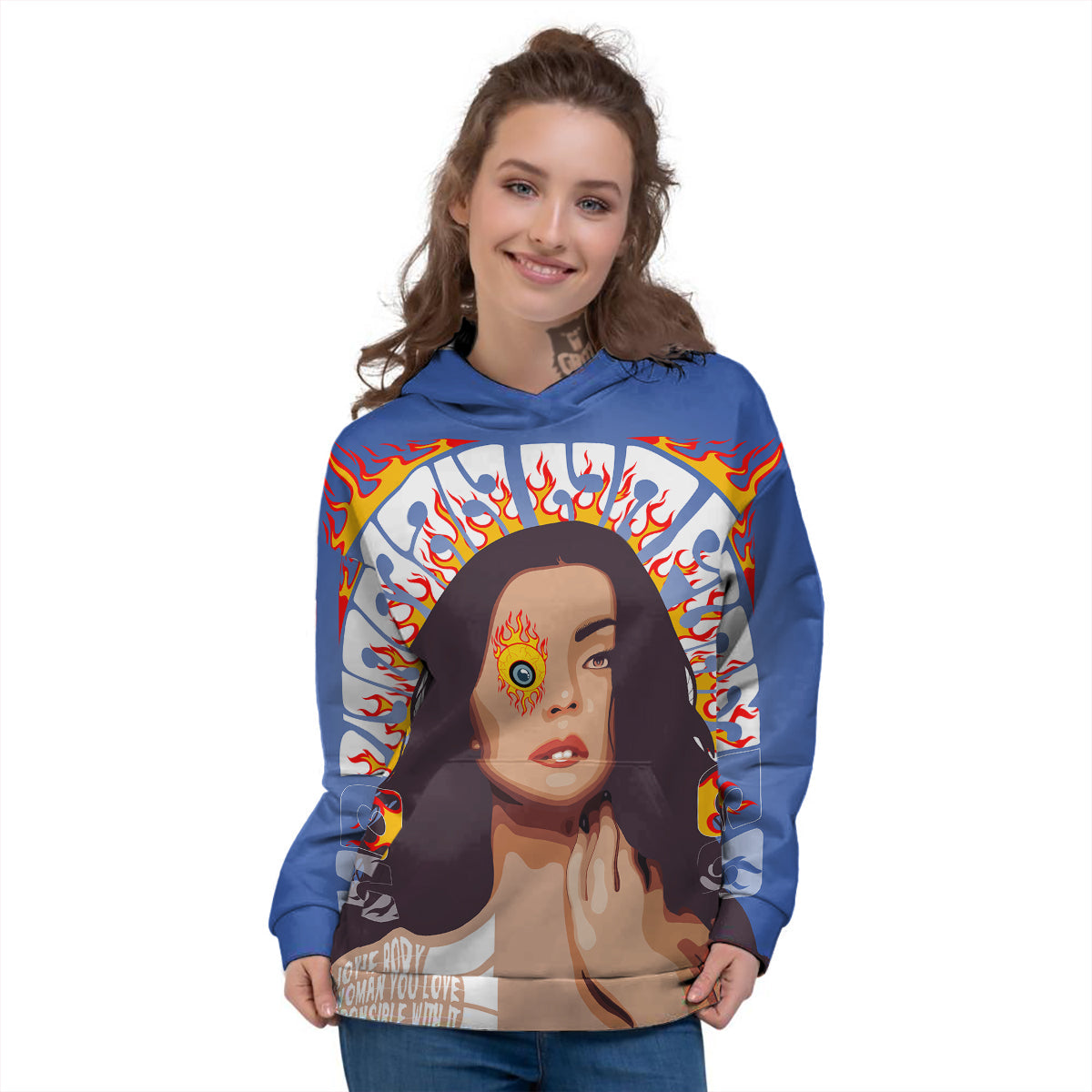 Fire Psychedelic Women Print Women's Hoodie-grizzshop