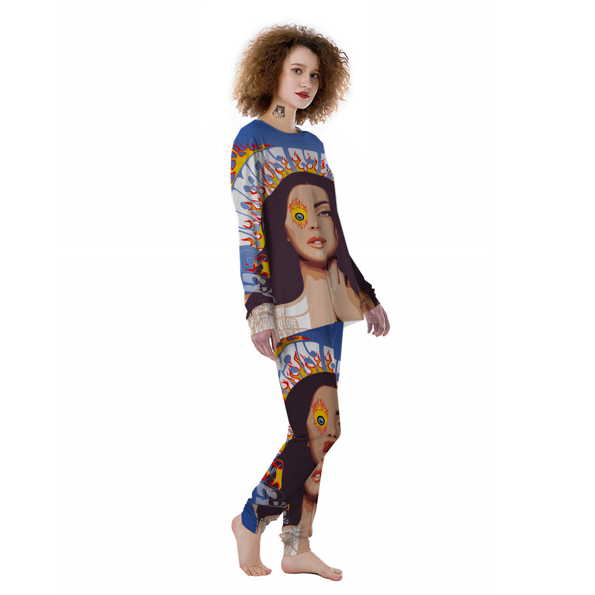 Fire Psychedelic Women Print Women's Pajamas-grizzshop