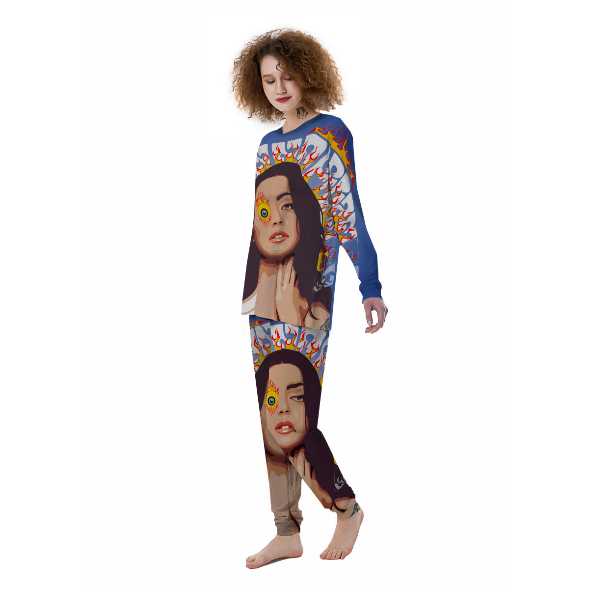 Fire Psychedelic Women Print Women's Pajamas-grizzshop