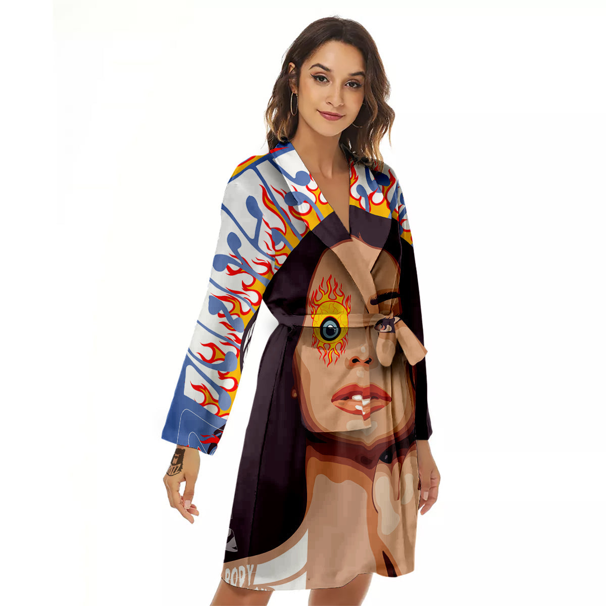 Fire Psychedelic Women Print Women's Robe-grizzshop
