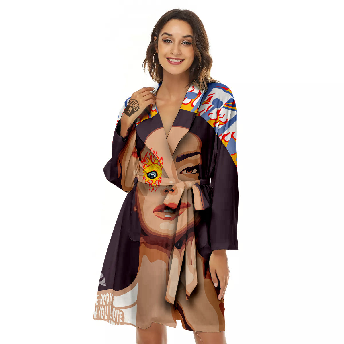 Fire Psychedelic Women Print Women's Robe-grizzshop
