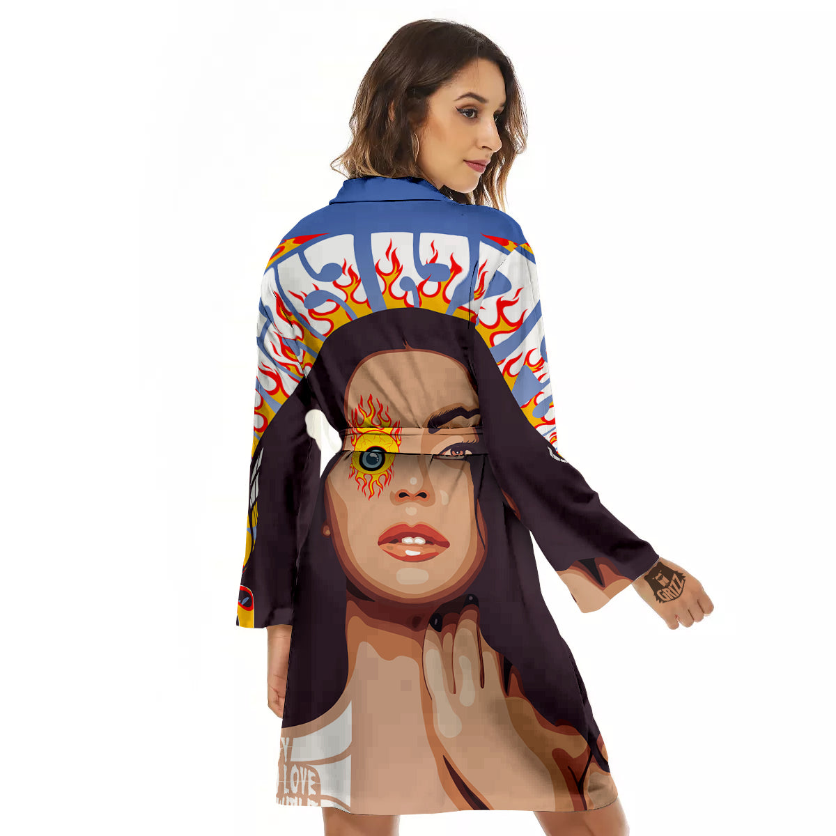 Fire Psychedelic Women Print Women's Robe-grizzshop