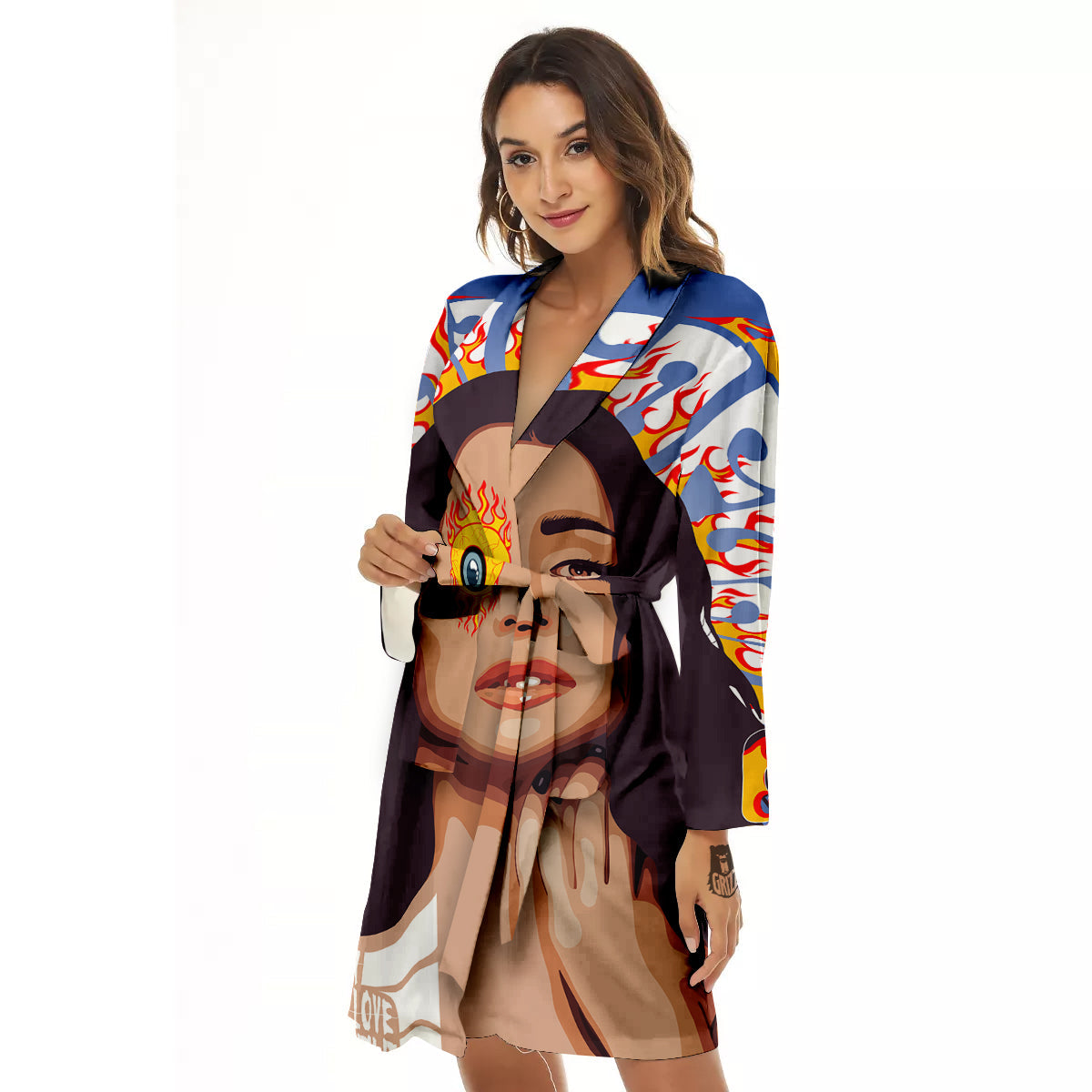 Fire Psychedelic Women Print Women's Robe-grizzshop