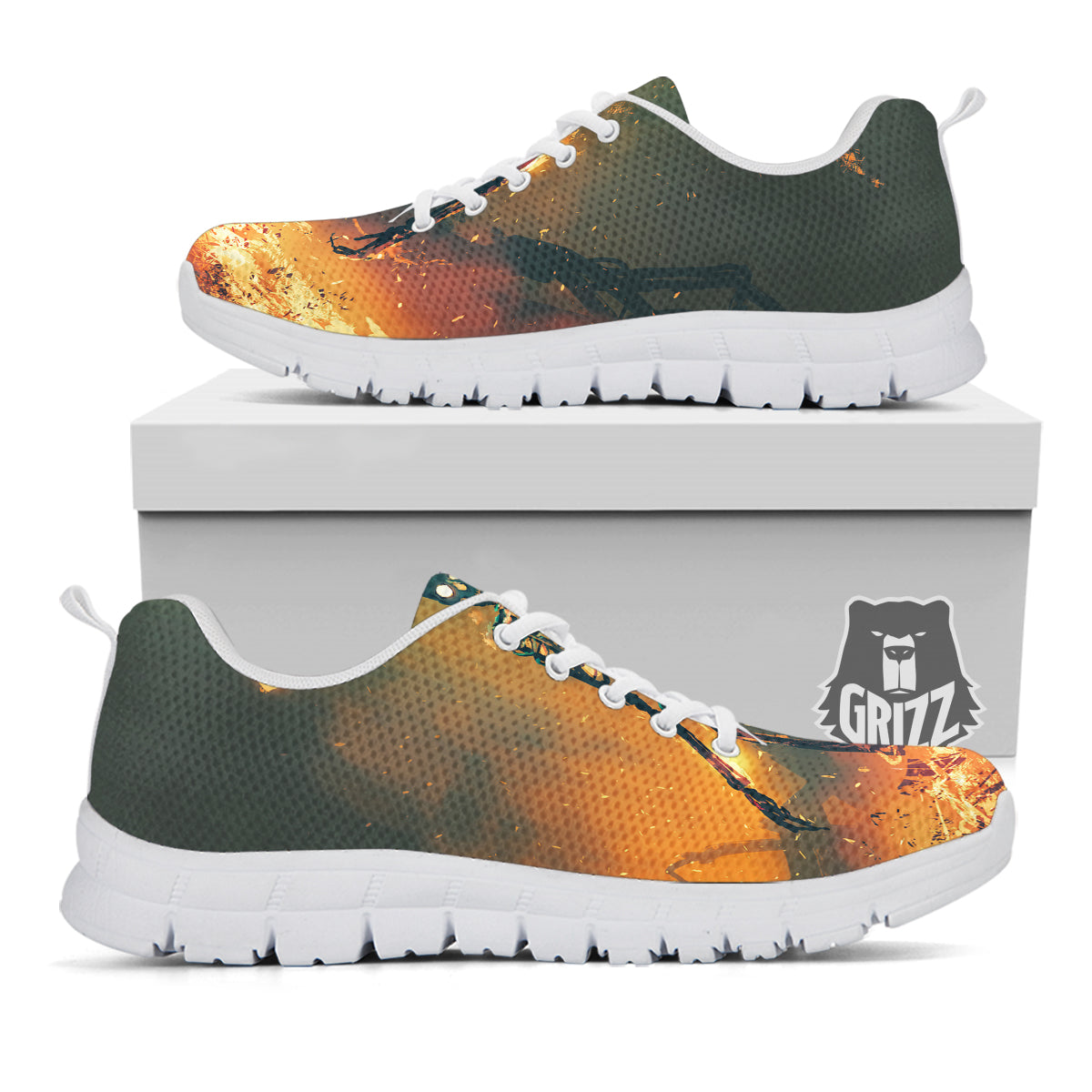 Fire Skeleton Print White Sneaker-grizzshop