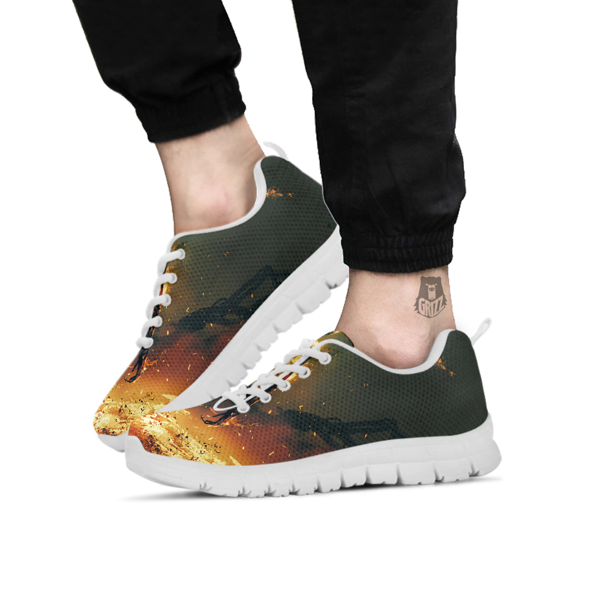 Fire Skeleton Print White Sneaker-grizzshop