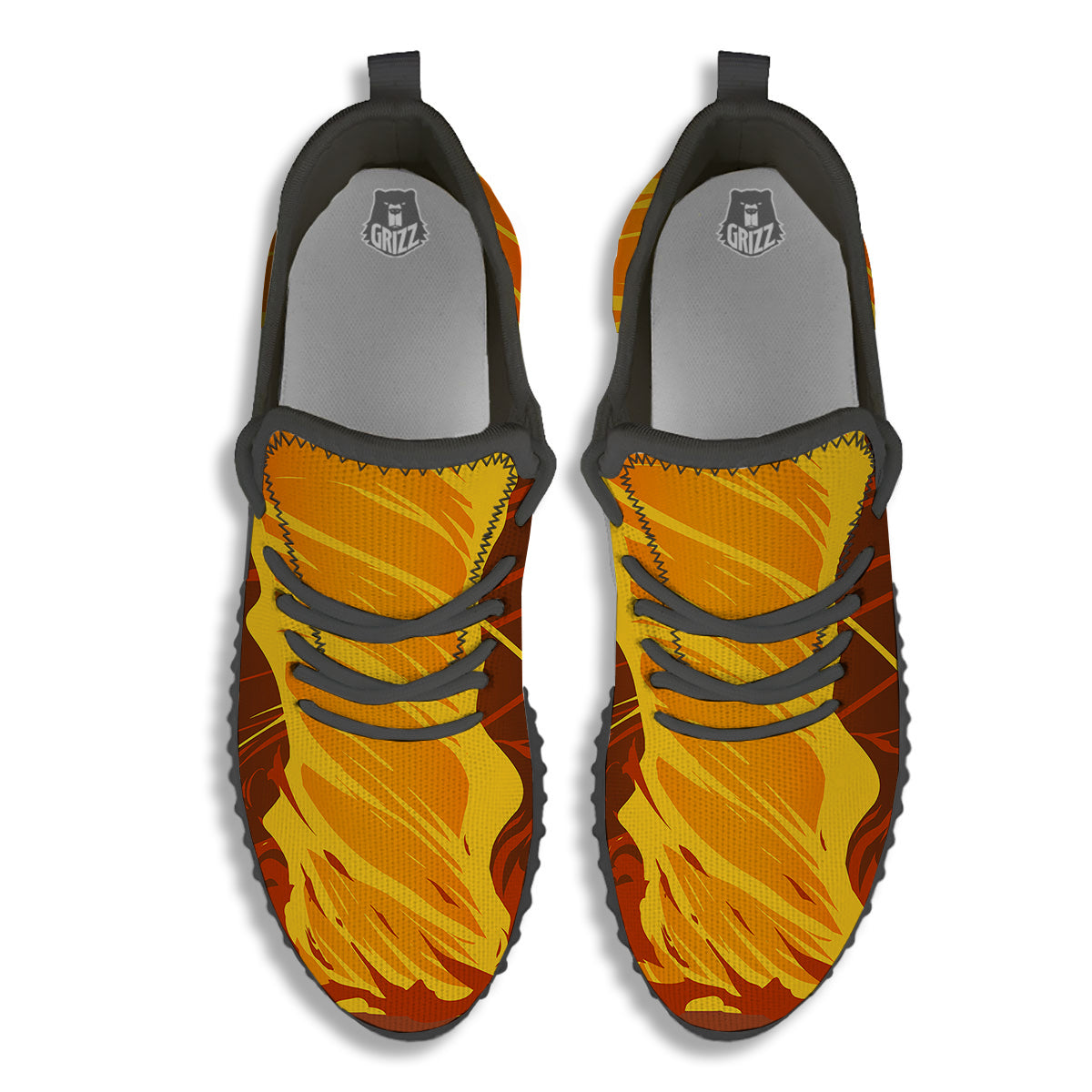 Fire Tornado Print Black Walking Shoes-grizzshop