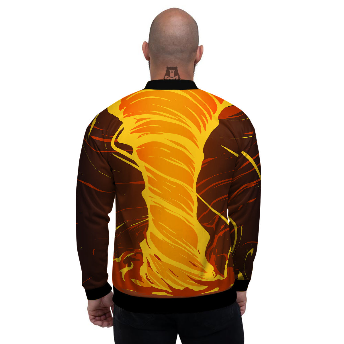 Fire Tornado Print Men's Bomber Jacket-grizzshop