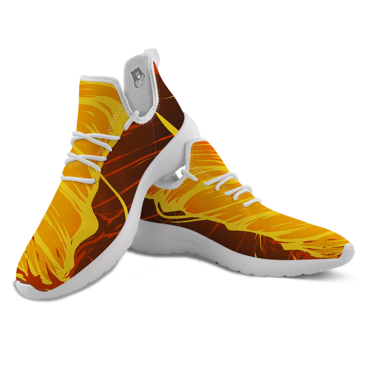 Fire Tornado Print White Athletic Shoes-grizzshop