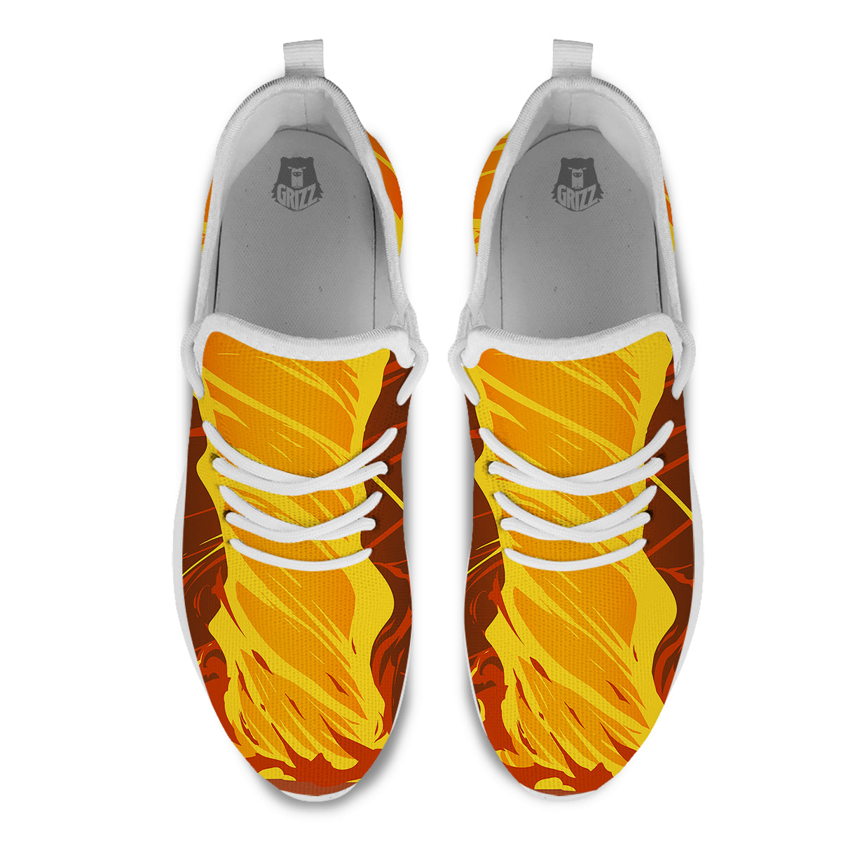 Fire Tornado Print White Athletic Shoes-grizzshop
