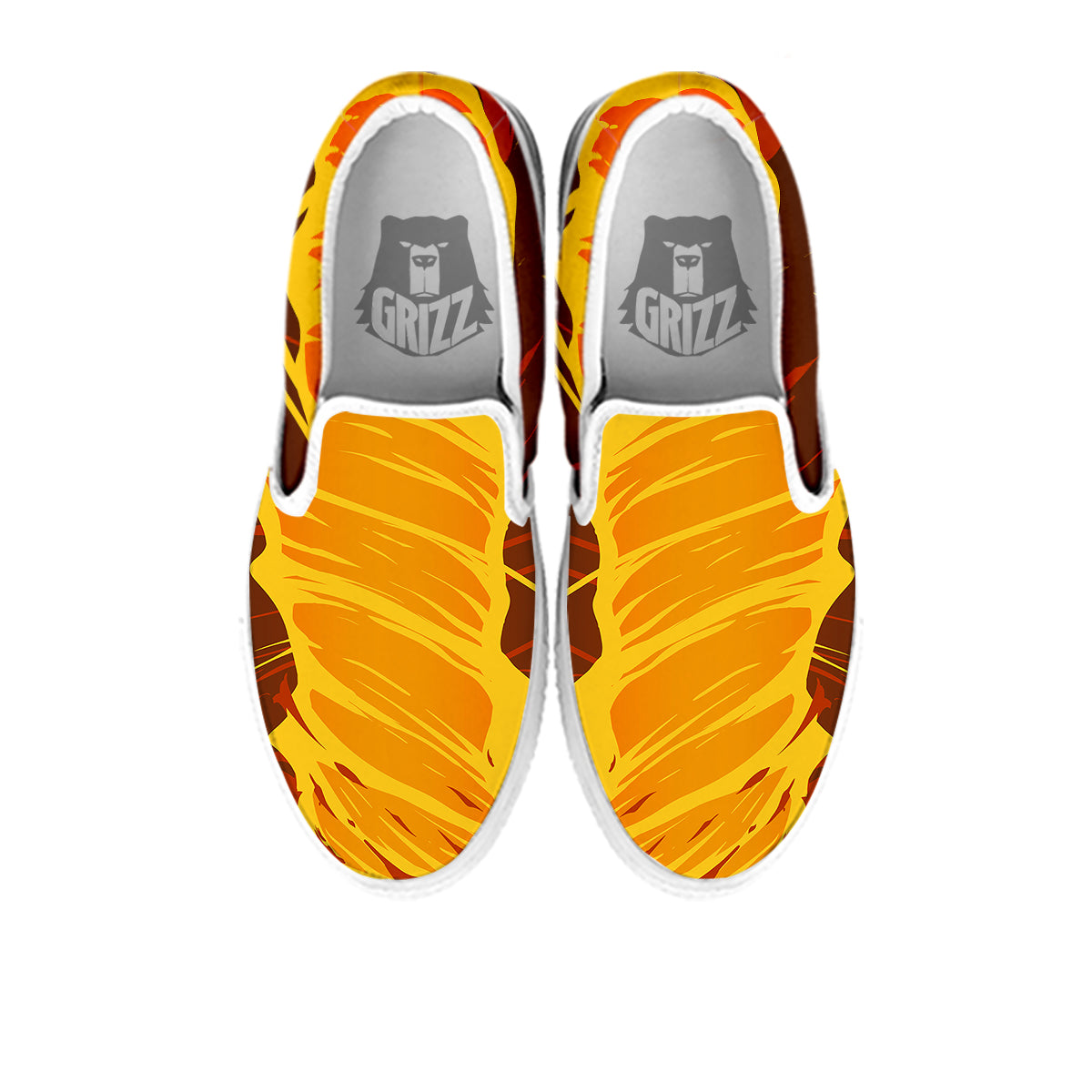 Fire Tornado Print White Slip On Shoes-grizzshop