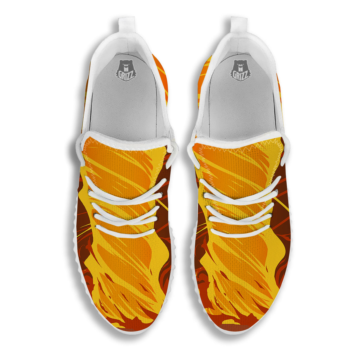 Fire Tornado Print White Walking Shoes-grizzshop