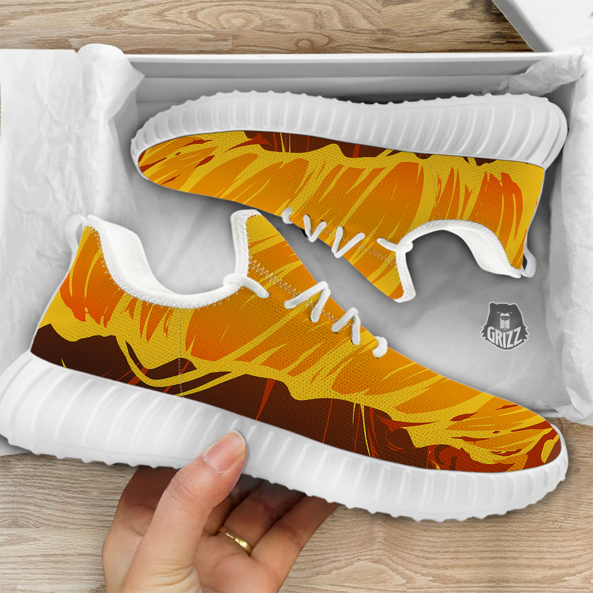 Fire Tornado Print White Walking Shoes-grizzshop