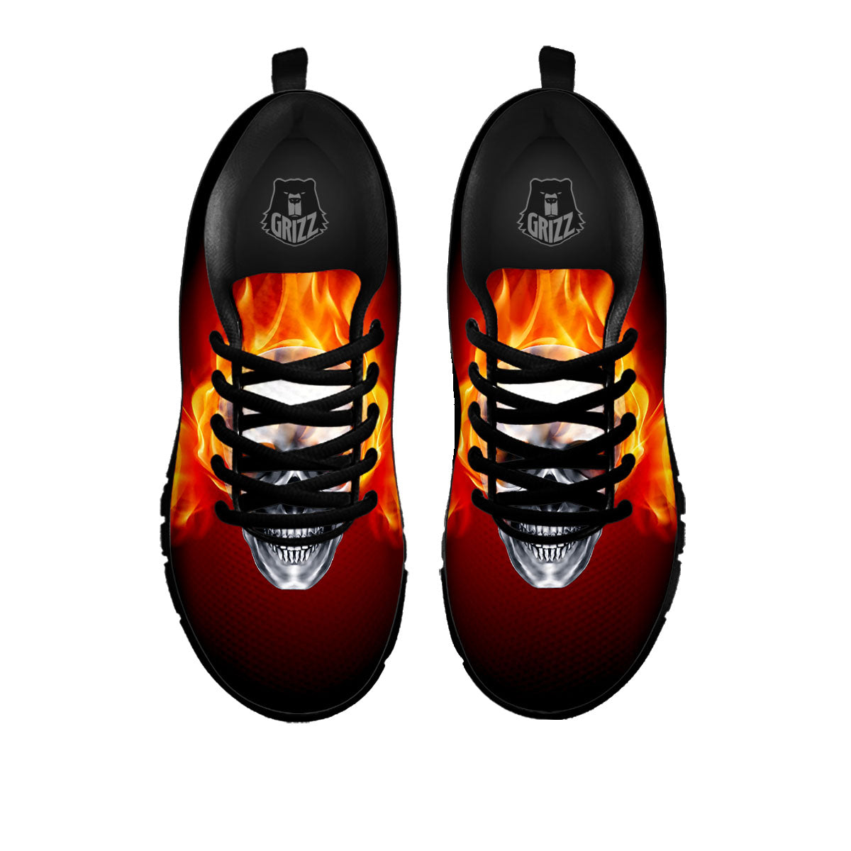 Fire Wings With Flaming Skull Print Black Sneaker-grizzshop