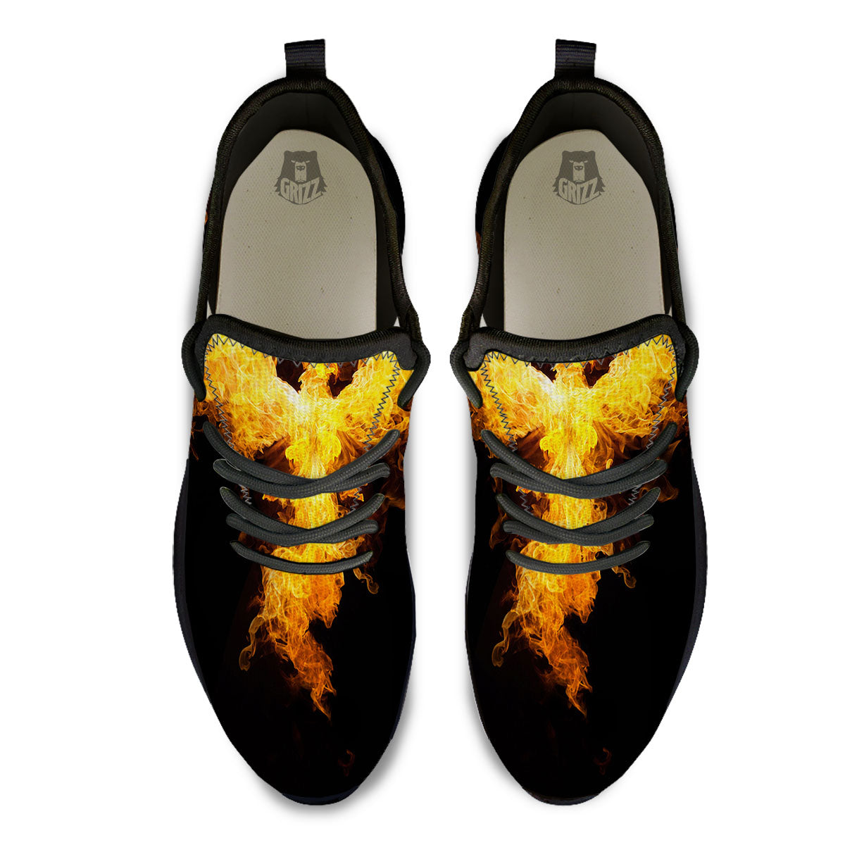 Firebird Phoenix Print Black Athletic Shoes-grizzshop