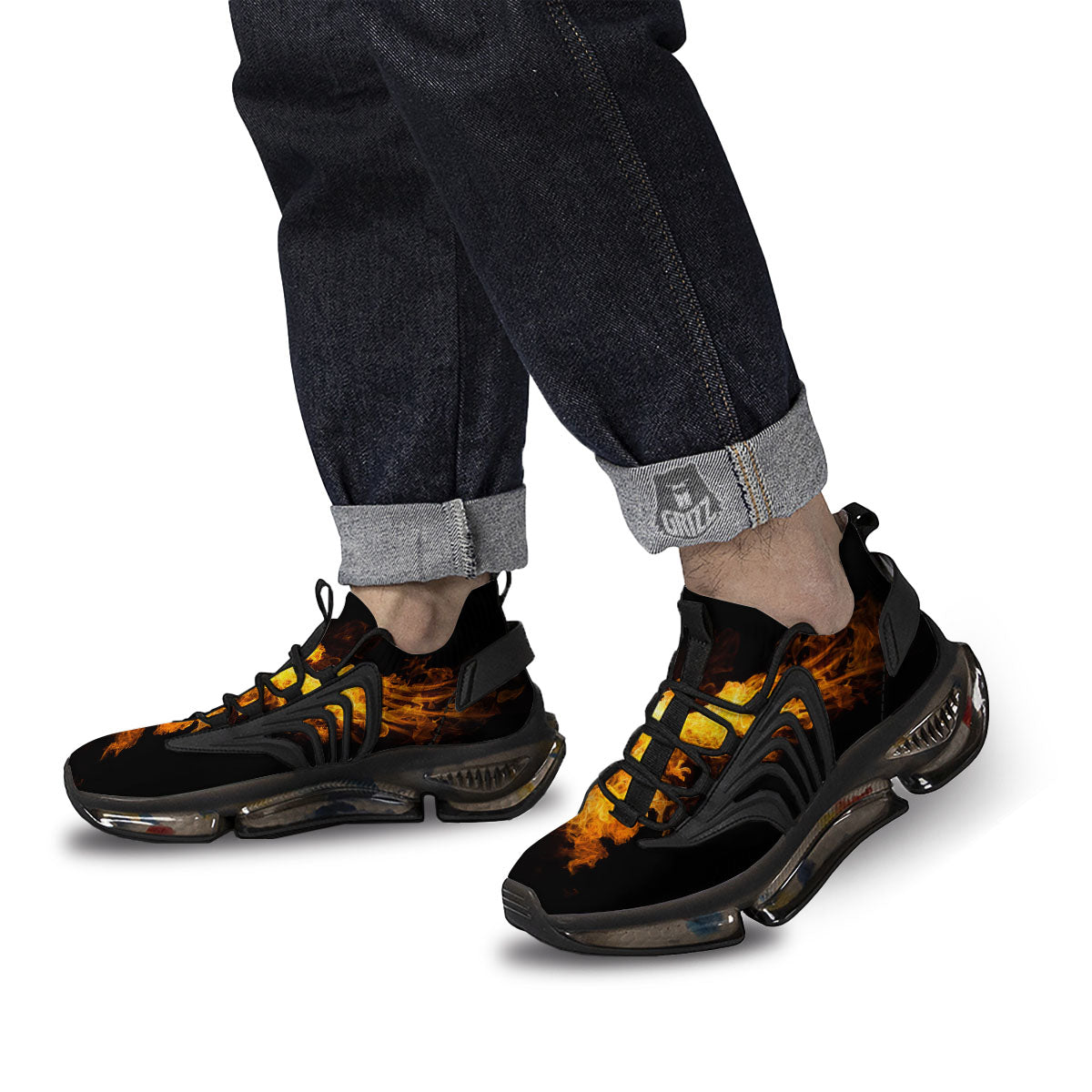 Firebird Phoenix Print Black Gym Shoes-grizzshop