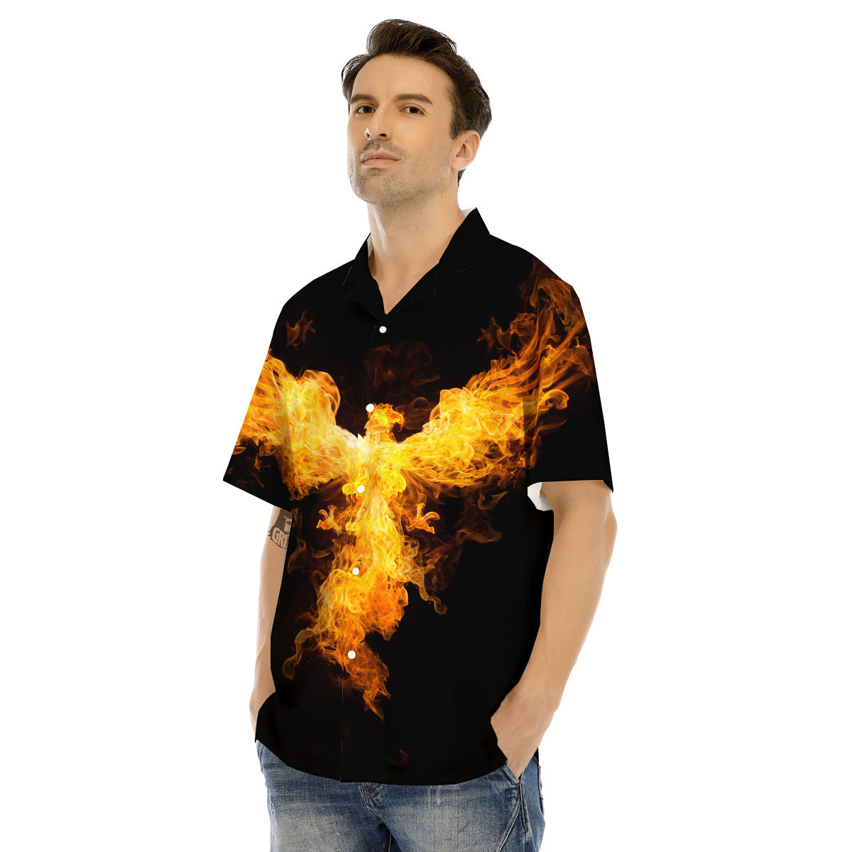 Firebird Phoenix Print Men's Hawaiian Shirt-grizzshop