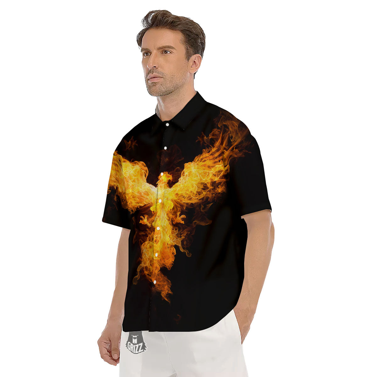 Firebird Phoenix Print Men's Short Sleeve Shirts-grizzshop