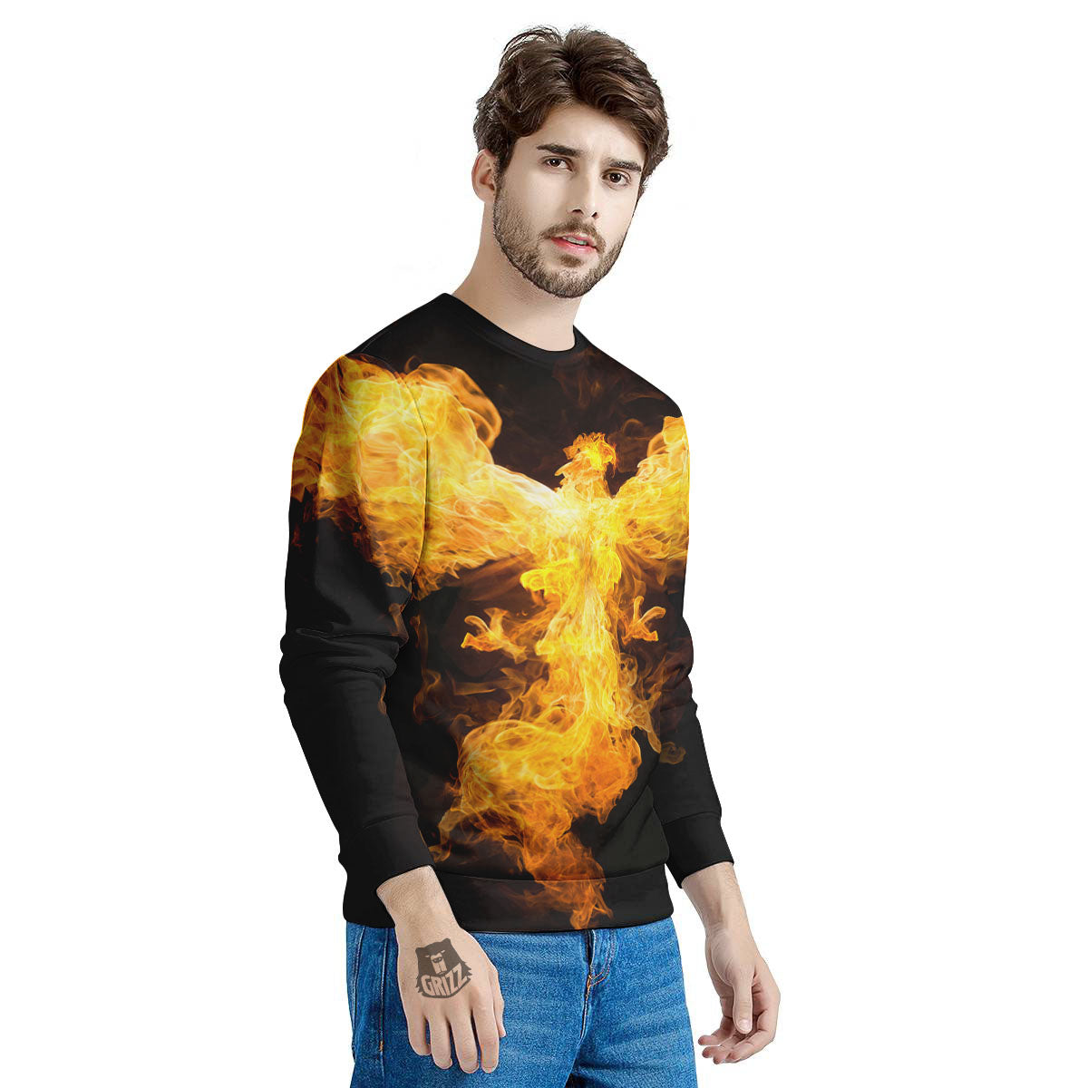 Firebird Phoenix Print Men's Sweatshirt-grizzshop